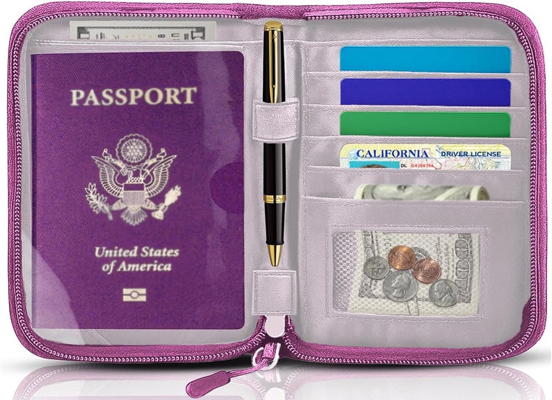 EPIMA Passport Holder for Travel Essentials, RFID Blocking Protector Passport Wallets, Passport Document Organizer Case for Travel Must Have, Passport Book for Women, Couple, Family Cards, Tickets, ID, Cash - Image 1